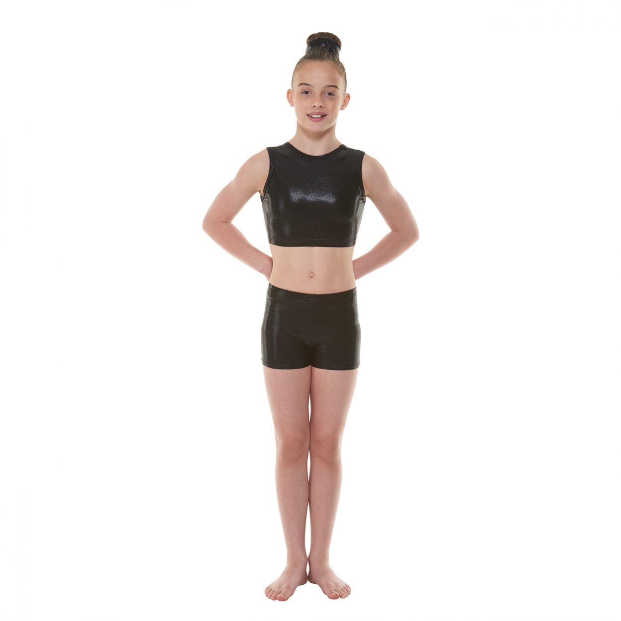 Ebony Shine Crop and Ebony Shine Hipster Micro Shorts Tappers and pointers